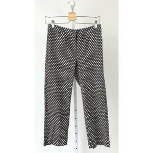 J JILL Sz 4 Geometric Floral Pull On Crop Capri Pants Cotton Stretch Black Pink